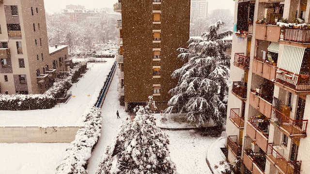 Snow in Milan, Italy